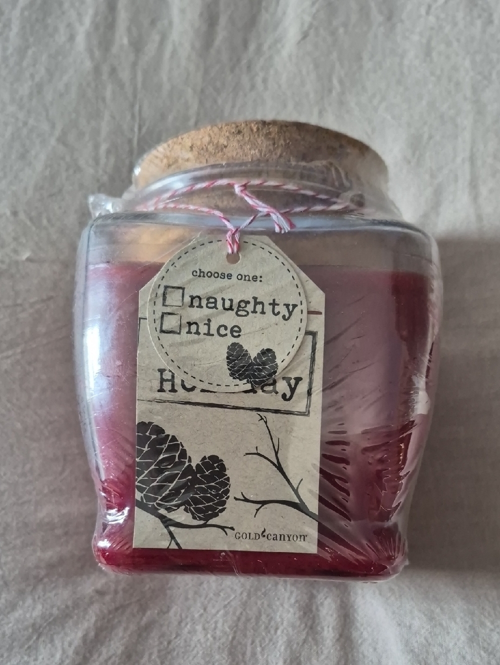 Gold Canyon Red Holiday Jar Candle with Cork Lid